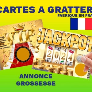 Carte personnalisée annonce grossesse, carte à gratter originale, jeux à gratter, futur papa, parrain, marraine