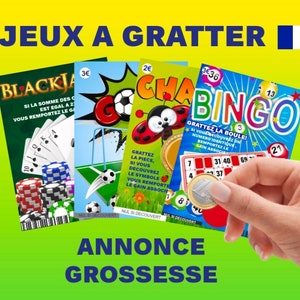 Jeux à gratter annonce grossesse, carte à gratter originale, anniversaire, Noël, futur papa, parrain, marraine