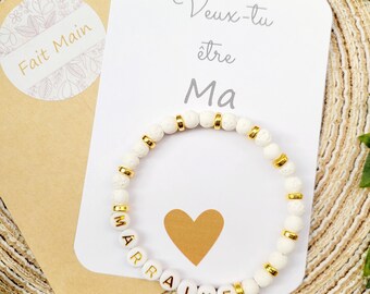 Bracelet Veux-tu être ma marraine? demande marraine originale, annonce grossesse, cadeau, anniversaire....