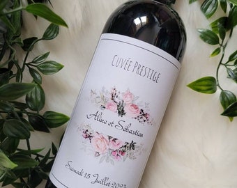 Etiquette bouteille personnalisée pour mariage,  cadeau temoin,  baptême...