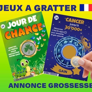 Carte à gratter personnalisée annonce grossesse, carte à gratter originale, futur grand parent, demande marraine, parrain, témoin