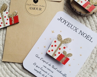 Merry Christmas card + wooden magnet, end of year school gift, nanny, atsem, end of contract, nursery, greeting card, Christmas...