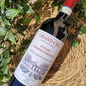 Etiquette bouteille, annonce grossesse, futurs grands-parents, tonton,  parrain,  marraine,  témoin de mariage