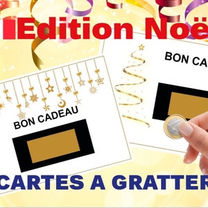 Carte à gratter cadeau Noël, Bon pour à gratter, personnalisable