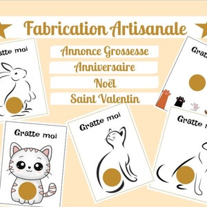 Carte à gratter,  annonce grossesse,  cadeau ,anniversaire, bon cadeau...