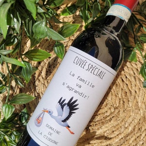 Etiquette bouteille autocollante pour annonce grossesse,  grand parent....