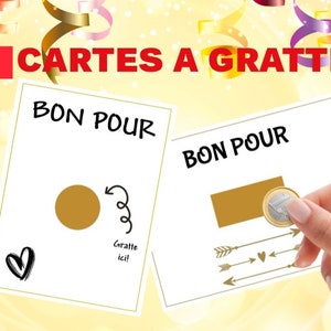 Bon à gratter personnalisable anniversaire, fête, Noël,  annonce grossesse…