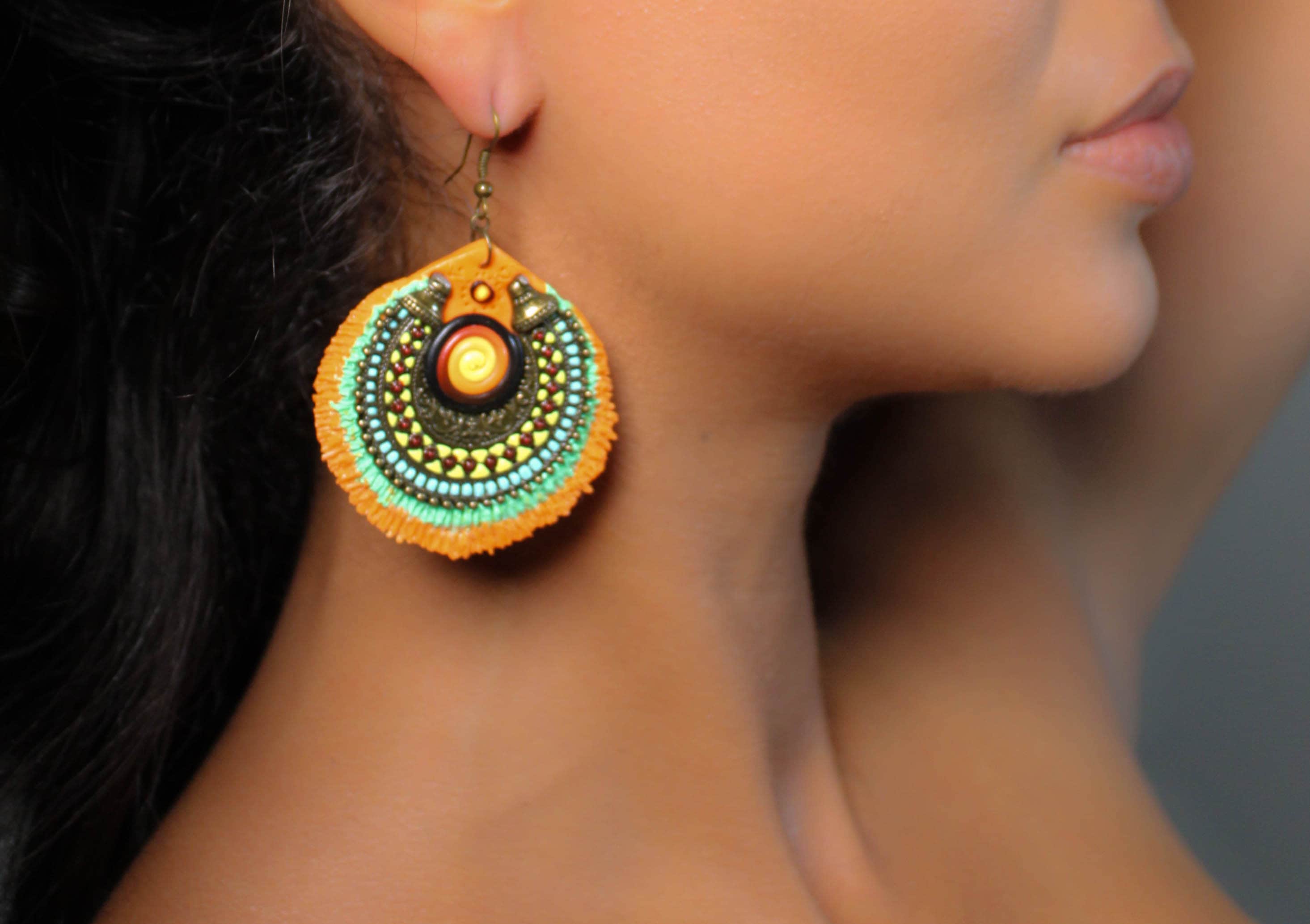 boho-earrings-polymer-clay-handmade-drop-dangle-etsy