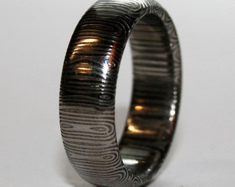 Blue tongue Damascus Steel Ring