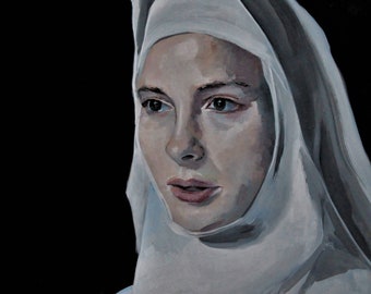 peinture à l'huile portrait religieuse femme visage