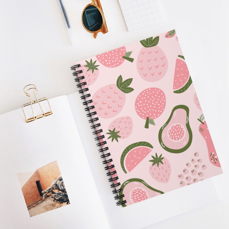 Pink Fruit Notebook Ruled Lined Spiral, Journal for Teens, Notebook ...