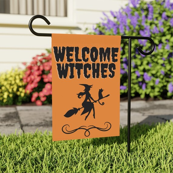 AIEX Halloween Gartenfahne – Doppelseitig Bedruckt, 61x35 Cm, Aus Sackleinen, Mit Clips