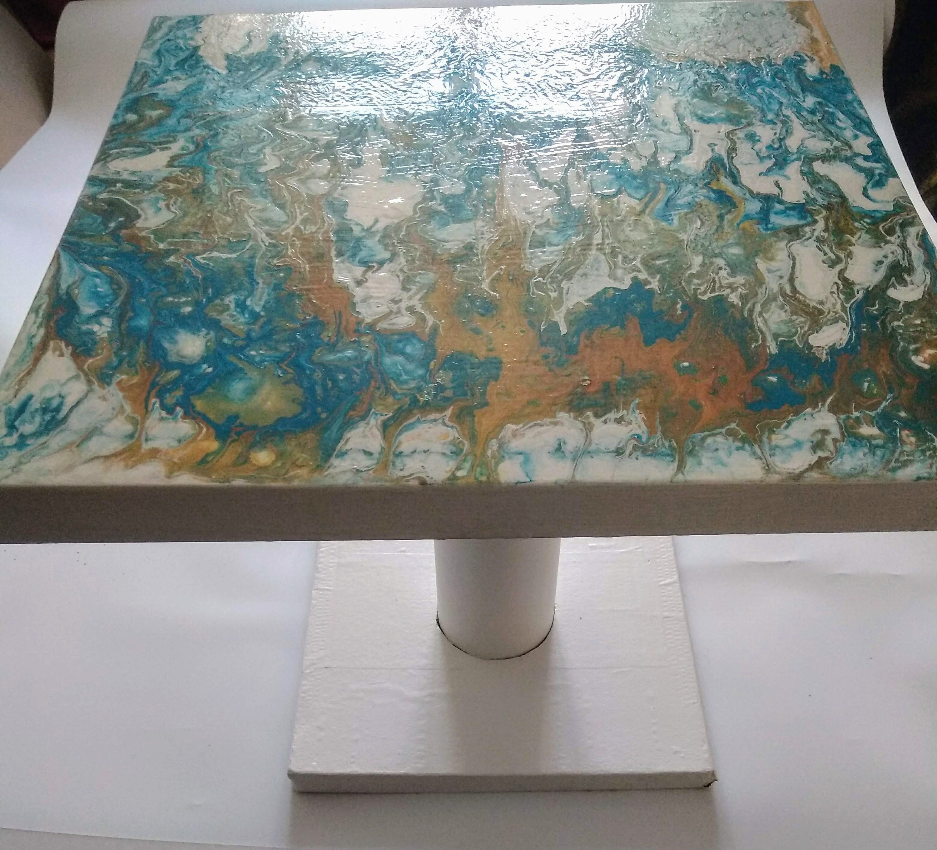 2 tables basses effet marbre blanc et métal doré Malachite Promotion