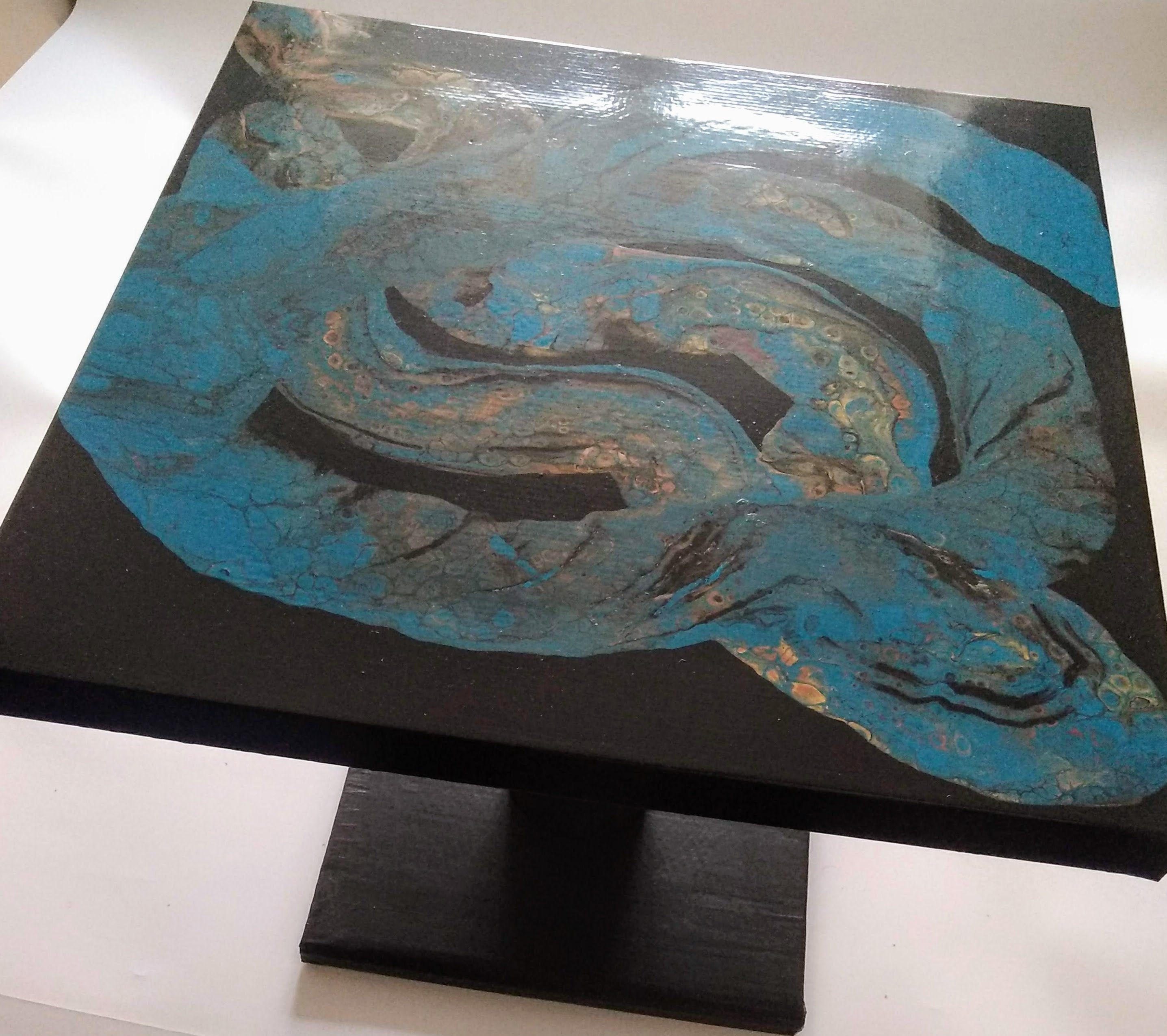 Table Basse Noire et Turquoise