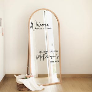 Wedding Mirror Decal | Wedding Mirror Sign | Wedding Decal for Mirror | Welcome Sign Decal | Couple Name Sticker | Welcome Sign Sticker