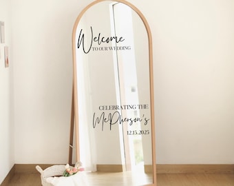 Wedding Mirror Decal | Wedding Mirror Sign | Wedding Decal for Mirror | Welcome Sign Decal | Couple Name Sticker | Welcome Sign Sticker