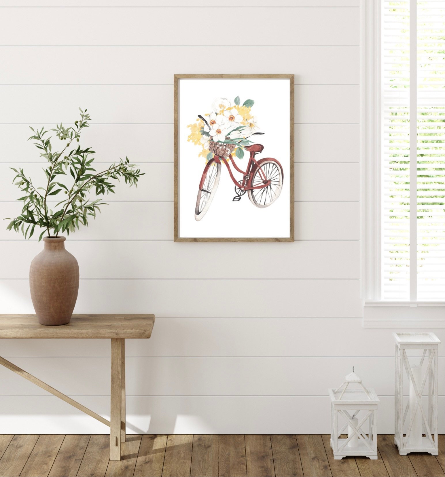 bicycle with flowers wall art