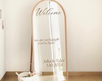 Wedding Mirror Decal | Wedding Mirror Sign | Wedding Decal for Mirror | Welcome Sign Decal | Couple Name Sticker | Welcome Sign Sticker