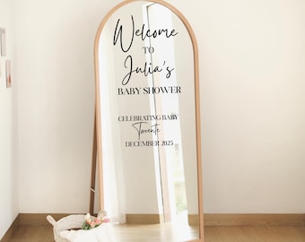 Baby Shower Mirror Decal | Baby Shower Mirror Sign |  Baby Shower Sticker for Mirror | Welcome Baby Mirror Decal Mirror Baby Shower Sticker