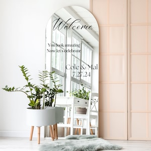 Wedding Mirror Decal | Wedding Mirror Sign | Wedding Decal for Mirror | Welcome Sign Decal | Couple Name Sticker | Welcome Sign Sticker