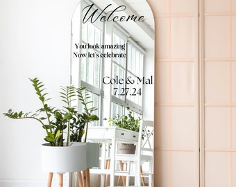 Wedding Mirror Decal | Wedding Mirror Sign | Wedding Decal for Mirror | Welcome Sign Decal | Couple Name Sticker | Welcome Sign Sticker