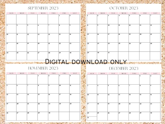 2023 Yearly Calendar Printable Calendar Printable Calendars - Etsy