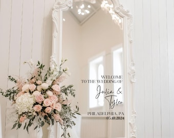 Wedding Mirror Decal | Wedding Mirror Sign | Wedding Decal for Mirror | Welcome Sign Decal | Couple Name Sticker | Welcome Sign Sticker