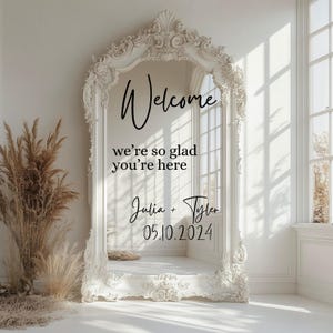Wedding Mirror Decal | Wedding Mirror Sign | Wedding Decal for Mirror | Welcome Sign Decal | Couple Name Sticker | Welcome Sign Sticker afbeelding 5