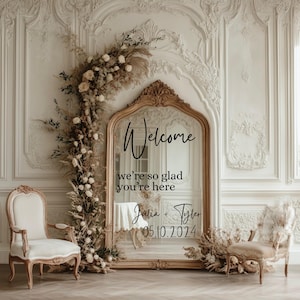 Wedding Mirror Decal | Wedding Mirror Sign | Wedding Decal for Mirror | Welcome Sign Decal | Couple Name Sticker | Welcome Sign Sticker afbeelding 2