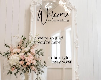 Wedding Mirror Decal | Wedding Mirror Sign | Wedding Decal for Mirror | Welcome Sign Decal | Couple Name Sticker | Welcome Sign Sticker