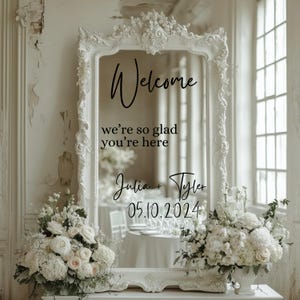 Wedding Mirror Decal | Wedding Mirror Sign | Wedding Decal for Mirror | Welcome Sign Decal | Couple Name Sticker | Welcome Sign Sticker afbeelding 7