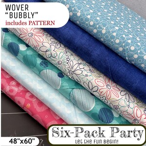 Six-Pack Party WOVER | "Bubbly" Quilt Kit w/Six 5/8 Yard Cuts | Includes FREE Pattern & Video Tutorial | Does Not Include Binding
