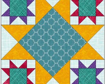 Patrón digital de Mystery Five-0 Star Night / Patrón de estrella tradicional / Ideal para principiantes / Compatible con Fat Quarter