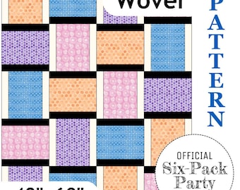 Patrón digital "WOVER" para seis paquetes / Utiliza (6) cortes de 5/8 de yarda / Costura en tiras en forma de escalera / Ideal para principiantes / Con tutorial virtual