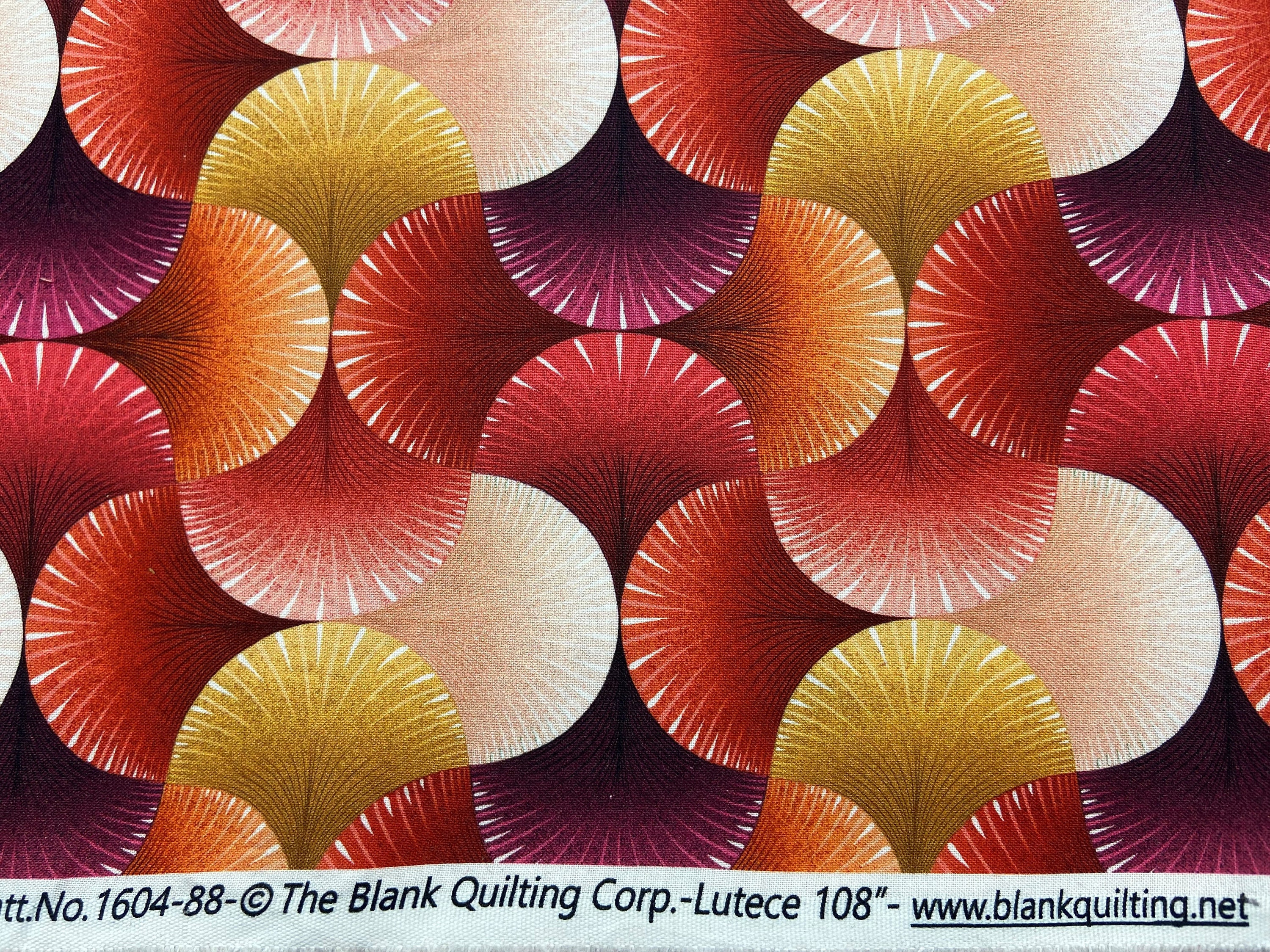 Lutece Red by Blank Quilting Wide Back Geometric Pattern in Shades of Red/Orange/Yellow/Purple 108 wide Quilt Quality Cotton 1/2 Yd Lutece Red by Blank Quilting Wide Back Geometric Pattern in Shades of Red/Orange/Yellow/Purple 108 wide Quilt Quality Cotton 1/2 Yd