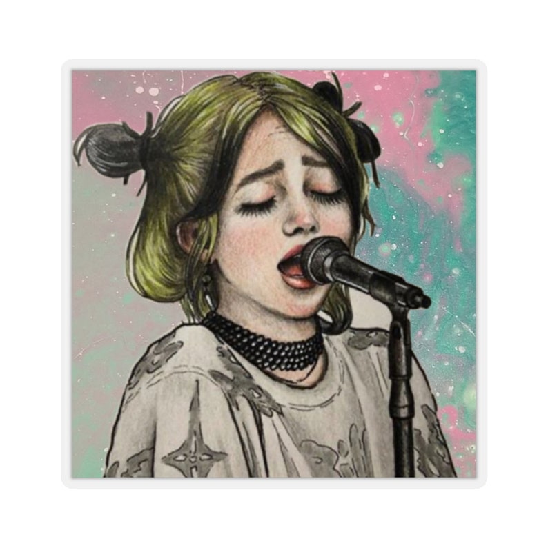 billie eilish stickers merch decor art print musician etsy