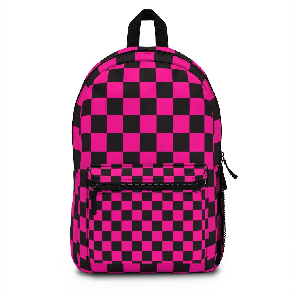 Sexy Dance Checkered Backpack For Women PU Leather Knapsack Anti-Theft  Daypack School Bag Top Handle Bookbag With Inner Pouch Black Checkered 