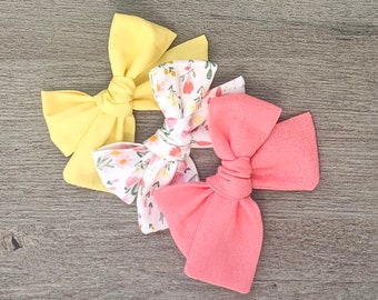 Fall Floral Headband Bows for Toddler Girls Coral Floral Hair Bows for Girls