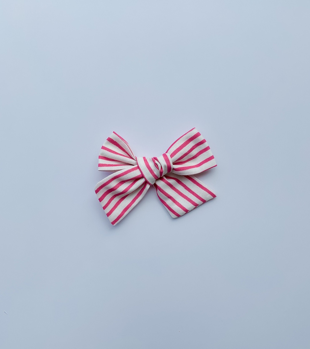 Pink Hair Bow Pink and White Stripe Hair Bow Fabric Hair - Etsy