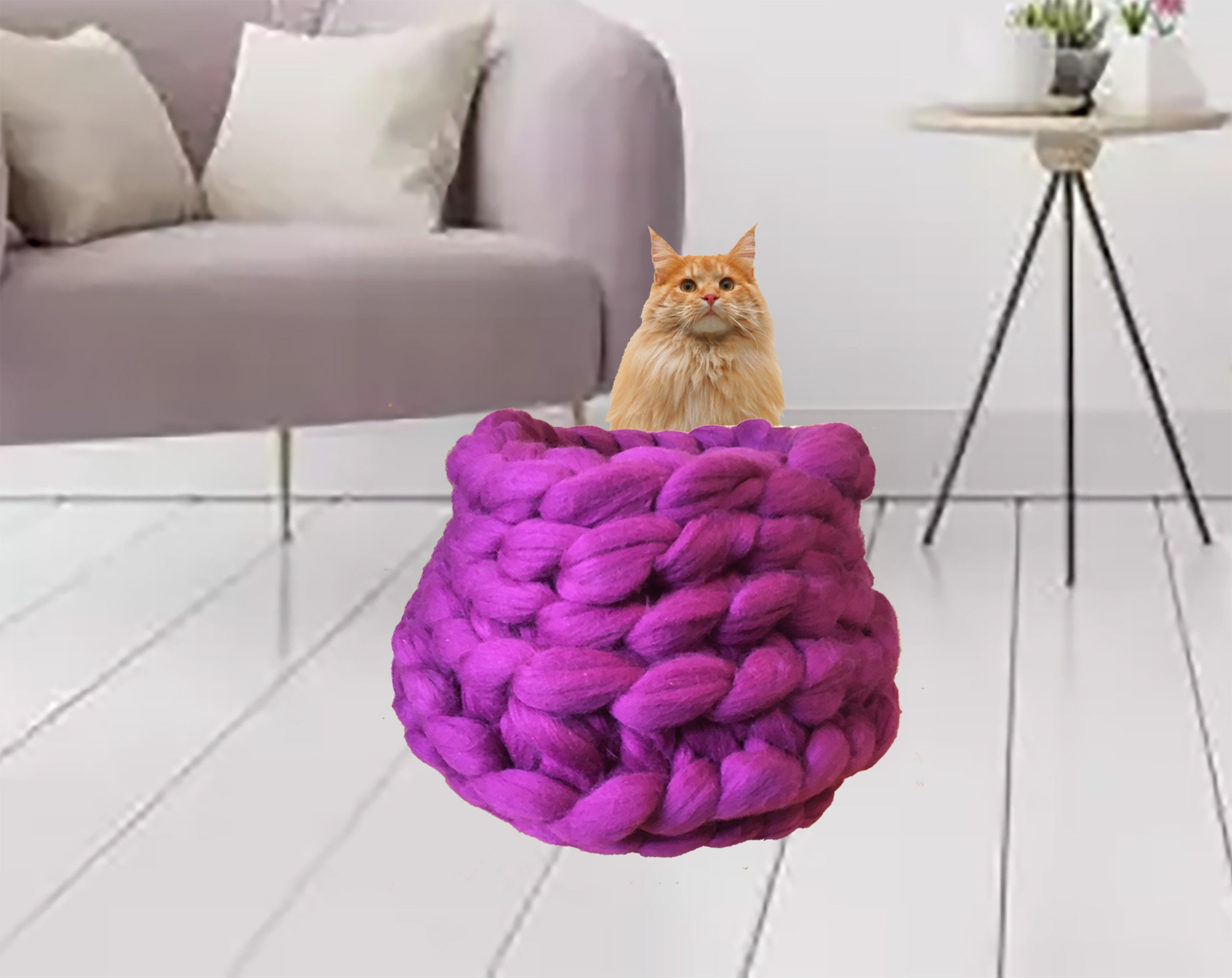 Wooden cat house Cat Bed Knit cat bed Cat cave wool Cat Etsy