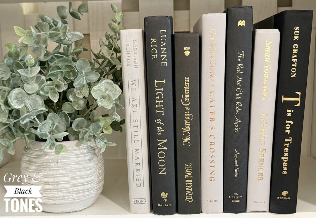 Black and White Books for Decoration, Shelf Decor,white and Grey