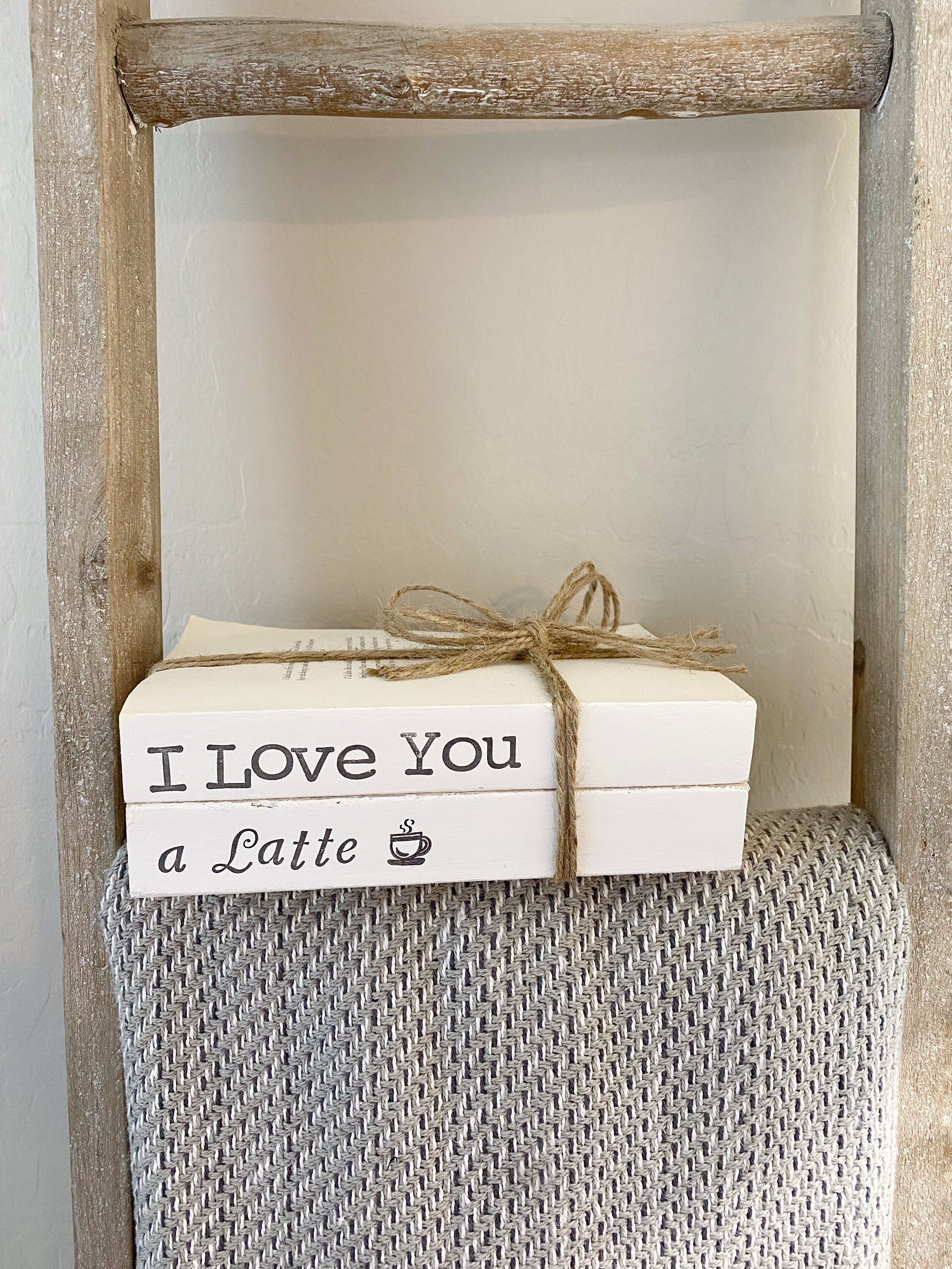 Custom book stack farmhouse decor table decor shelf decor book stack jute rope flower decor home decor
