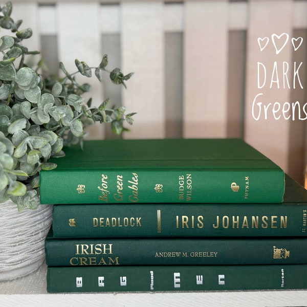 Green staging books, Green home decor, House decor, Book decorating, Modern books, Decorative books, Book staging decorations, Shelf decor