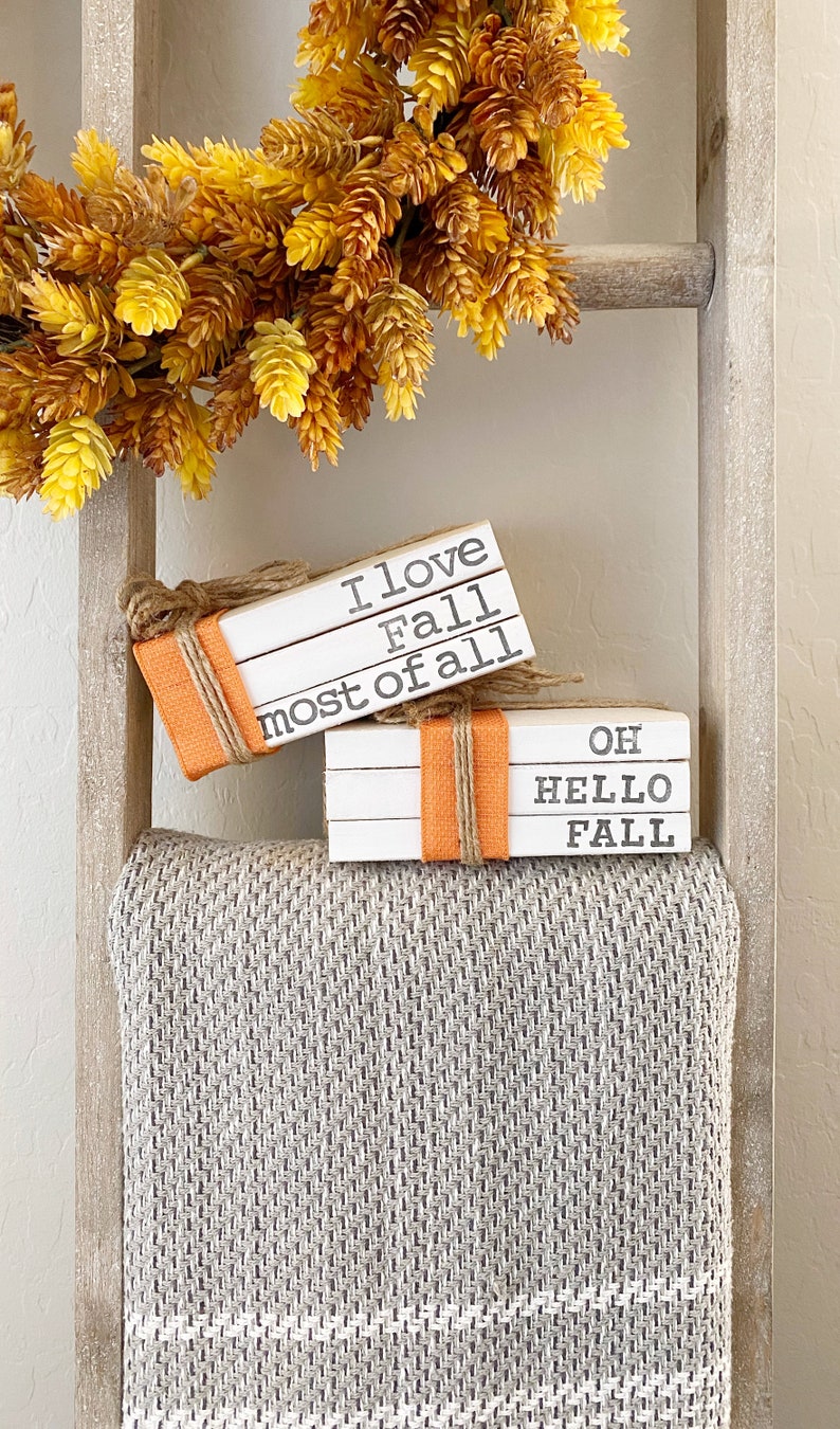Fall Book Stack/ Fall Decor/ Autumn Home Decor/ Book Shelf Etsy