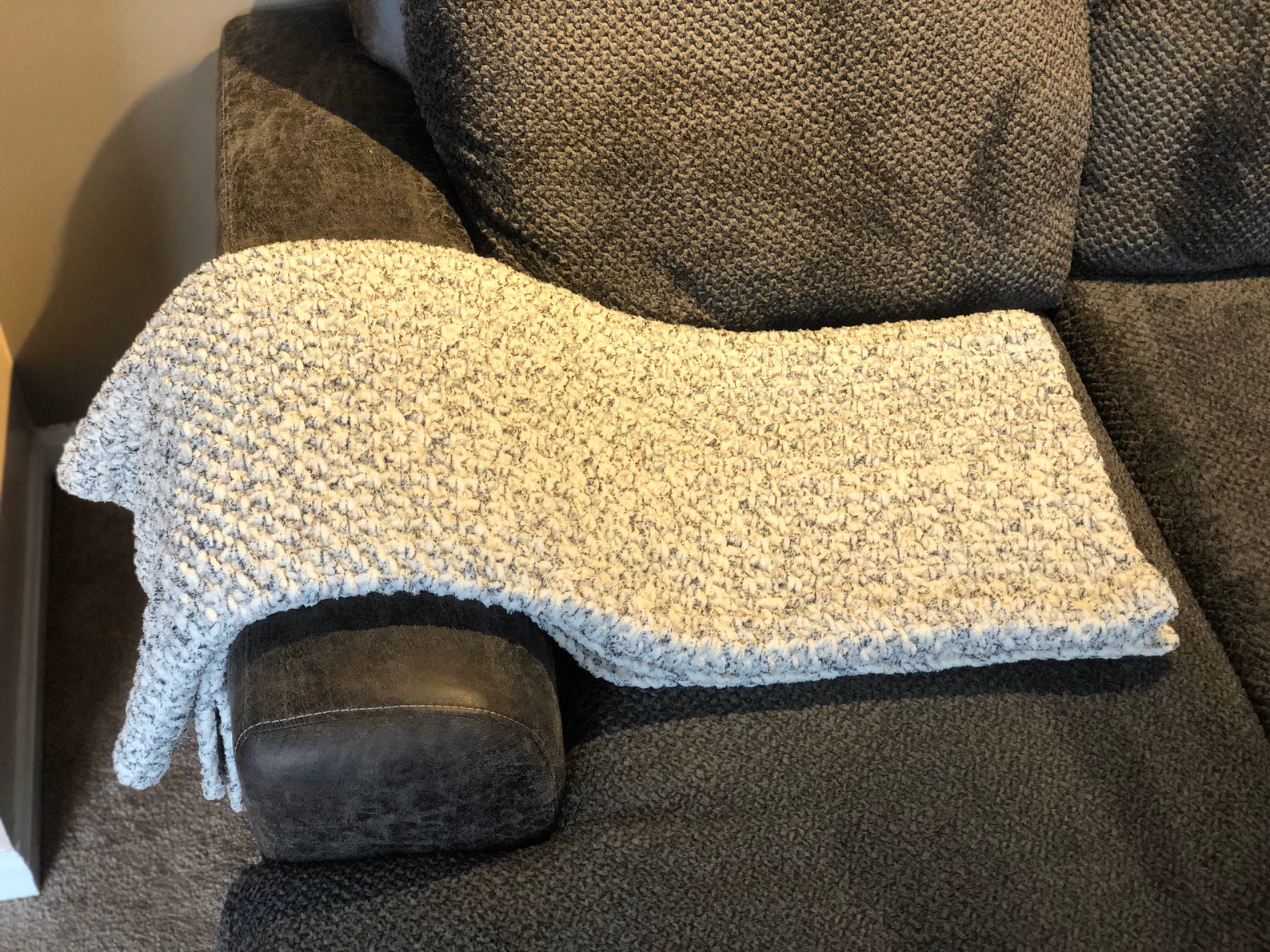 Chunky cozy throw blanket afghan bernat yarn tweed handmade Etsy