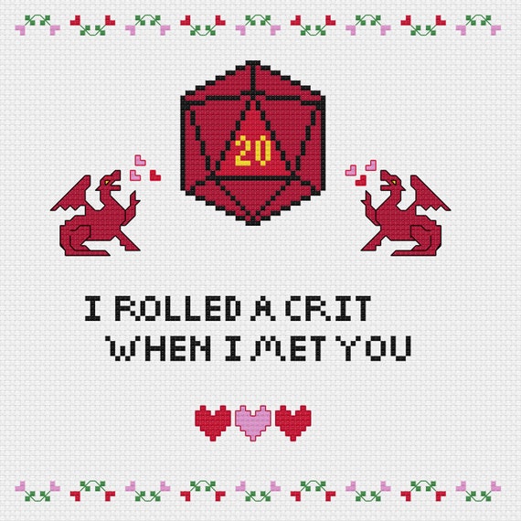 Dungeons and Dragons Cross Stitch Valentines Pattern D20 With | Etsy