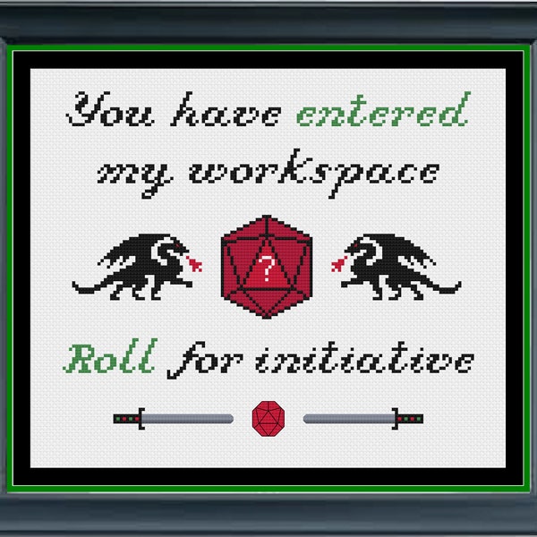 D&D cross stitch pattern for the workplace