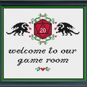 Welcome to our game room dnd cross stitch pattern