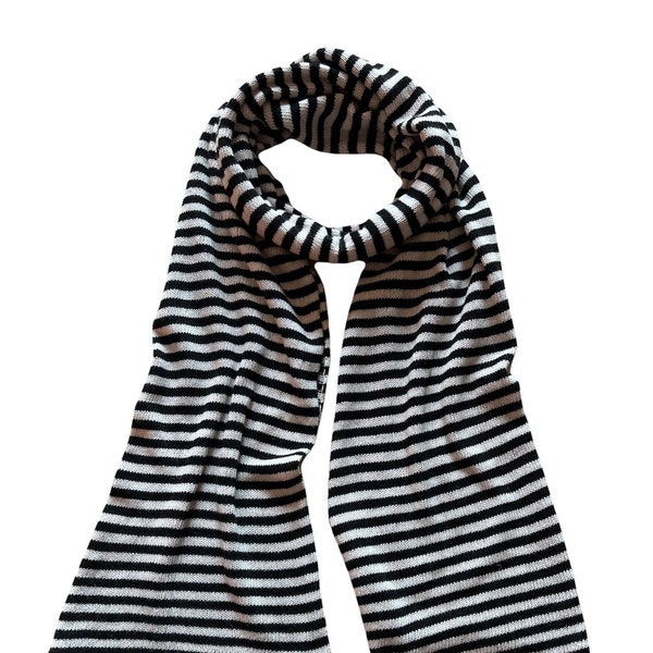 Black Striped Scarf Etsy
