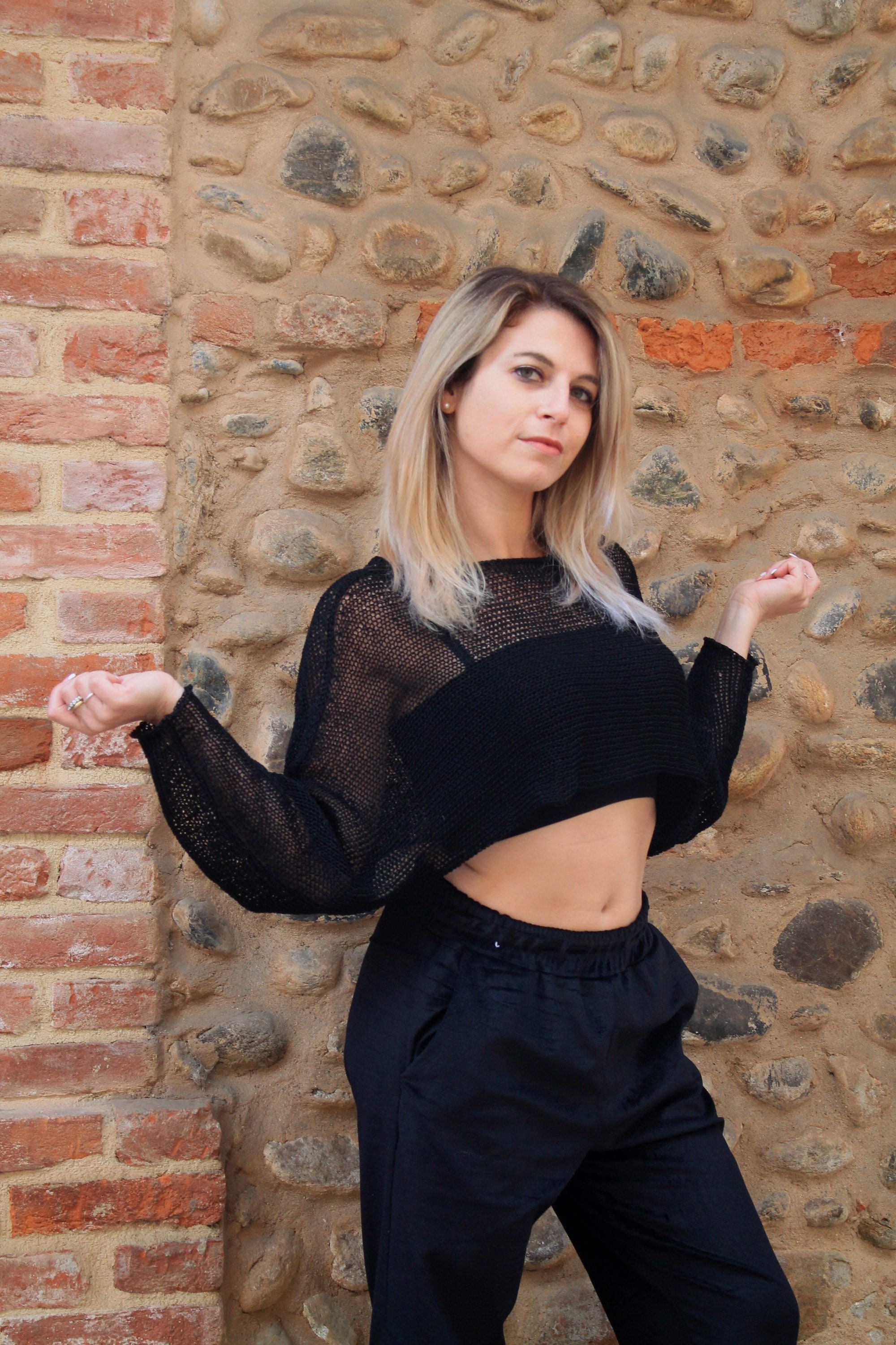 cropped knit cape